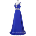 Grace Karin Sexy Deep V-Neck A-Line Backless Long Beaded Blue Evening Dress formal CL4410